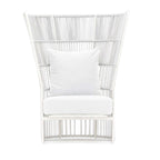 Stylish Midcentury Moden Style Wingback Chair Rattan with White Cushion Pillow Furniture