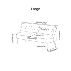 Stylish 78.7 inch green velvet upholstered sofa with mid-century 3-seater design and tufted back