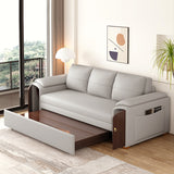 94.5" Gray Pull Out Sofa Bed Convertible LeathAire Sleeper with Lifttop Coffee Table