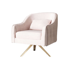 Stylish pink velvet armchair with included pillow for added comfort and relaxation