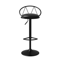 Two-Piece Upholstered Adjustable Height Swivel Bar Stools in Sleek Black Design