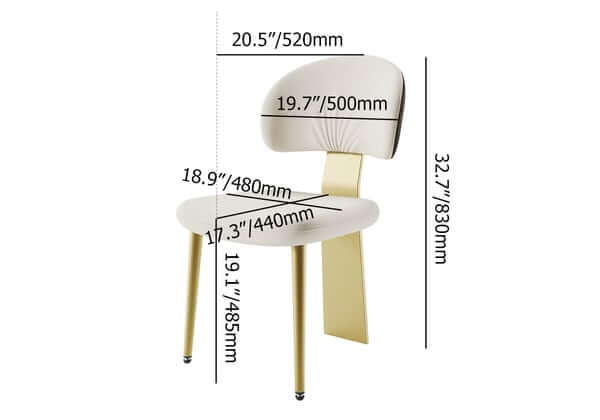 White upholstered dining chair set of 2 modern armless side chair curved back furniture for dining room