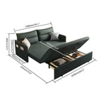 Luxurious 64-inch green convertible sofa bed with leathaire upholstery