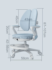 Ergonomic chair with footrest for children and students, adjustable seat height and depth