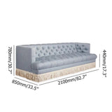 Retro Tassel Sofa Velvet Upholstered 3Seater Sofa Tufted Luxury Sofa 82.7"Green