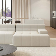 Luxurious Off White Velvet Modular Sectional Sofa with Chaise