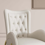 Oakic White PU Leather Upholstered Dining Chair Modern Tufted Wingback Chair with Arm - High-quality PU leather dining chair