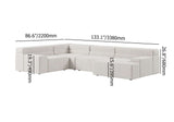 133" LShaped Modern Off White Velvet Modular Sectional Sofa with Chaise