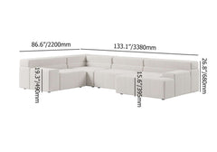 Comfortable Off White Velvet Modular Sectional Sofa with Chaise