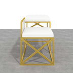 Fashionable white and gold PU leather bench seat for entryway decor