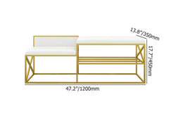 Elegant PU leather bench seat with gold legs in white for entryway