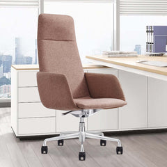 Minimalist Light Coffee Executive Office Chair with Swivel