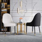 Trendy white and orange dining chairs with metal legs, set of 2, designed with PU leather for upscale dining experience