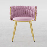 Nordic Pink Round Accent Chair with Velvet Upholstery