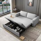 Gray sofa bed with storage in cotton & linen upholstery for versatile use in any space