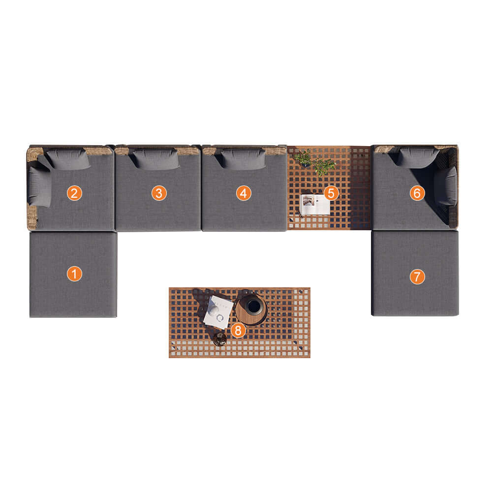 37.4 inch Wide Modern Aluminum and Rattan Outdoor Sofa with Cushion in Gray and Brown