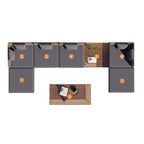 37.4 inch Wide Modern Aluminum and Rattan Outdoor Sofa with Cushion in Gray and Brown