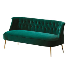 Elegant 78.7 inch green velvet upholstered sofa with mid-century appeal and button tufted back