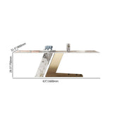 Luxotic 78.7" Rectangle Modern Stone Top Dining Table for 6 with Stainless Steel Gold