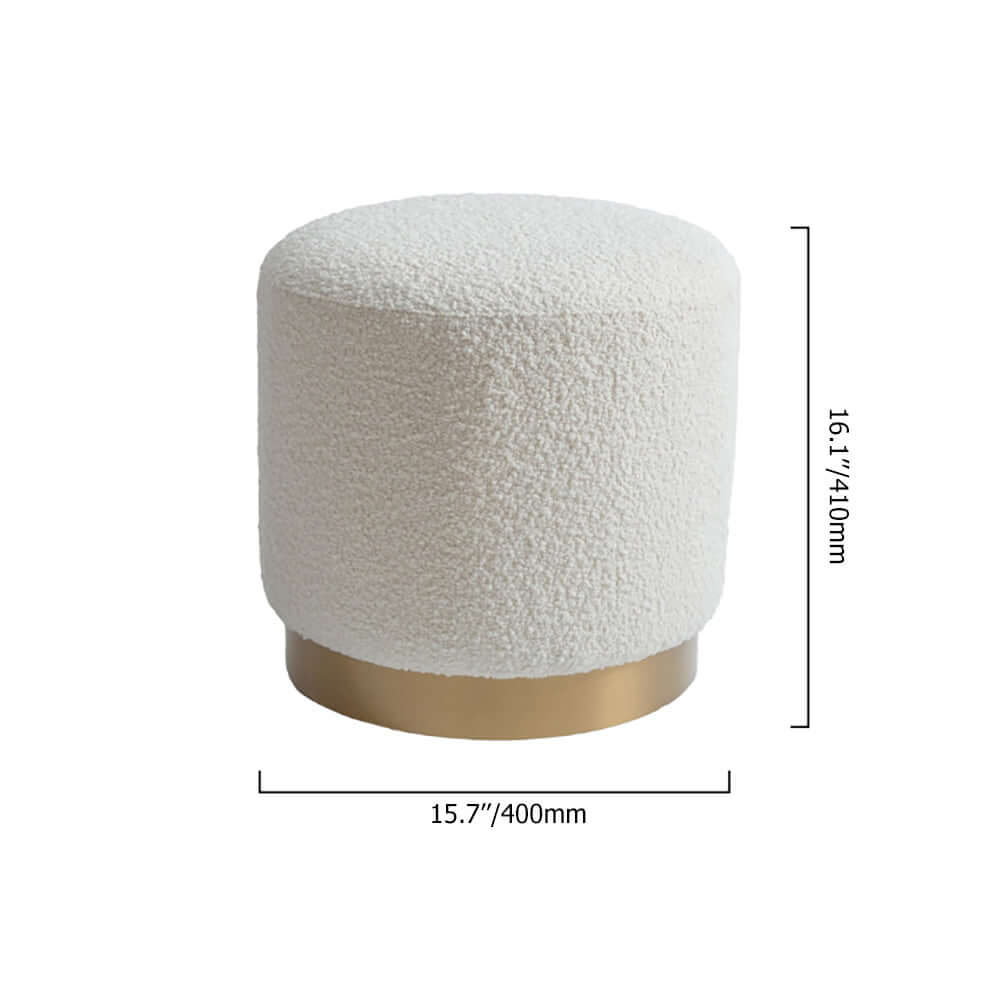 Modern white round lamb boucle sherpa vanity stool makeup stool for a touch of sophistication