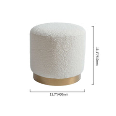 Modern white round lamb boucle sherpa vanity stool makeup stool for a touch of sophistication