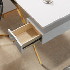 Black modern wooden executive writing desk and chair set for home office, 71 inches