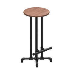 Industrial-style bar stool in black finish, made of solid wood with footrest for comfortable seating