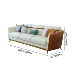 Sleek Orange Faux Leather Living Room Sofa and Loveseat Set with Single Sofa Luxury Design