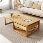 Wooden folding coffee table set with versatile rattan accent table