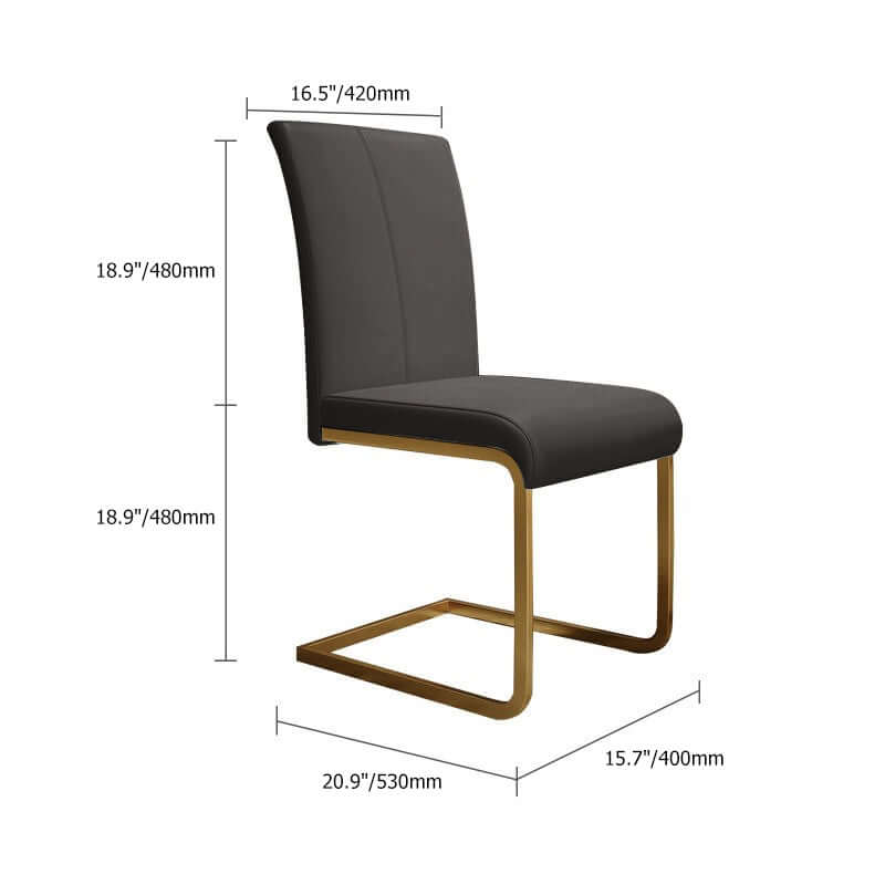 Contemporary Upholstered Dining Chairs with Gold Metal Legs Set of 2