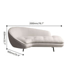 Modern white and black chaise longue 3-seater sofa with linen upholstery and steel legs