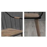 Simple Wooden Bench with Backrest Arm Loveseat Bench Metal