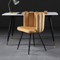 Elegant Modern Dining Chair in Black Velvet with Upholstered Seat and Sleek Legs