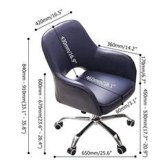 Elegant Blue Swivel Office Chair with Upholstered Faux Leather for Desk