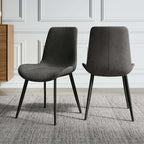 Modern Gray Upholstered Dining Chairs Set of 2 in PU Leather for Sophisticated and Chic Dining Setting