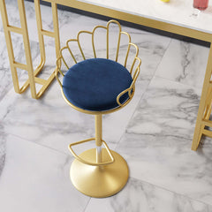 Modern Blue Velvet Counter Height Swivel Bar Stools - Set of 2 Elegant Chairs for Kitchen Island Dining