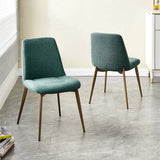 Modern Green Dining Room Chair Upholstered Linen Side Chair Set of 2
