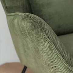 Vintage style upholstered green rocking chair with cozy corduroy upholstery