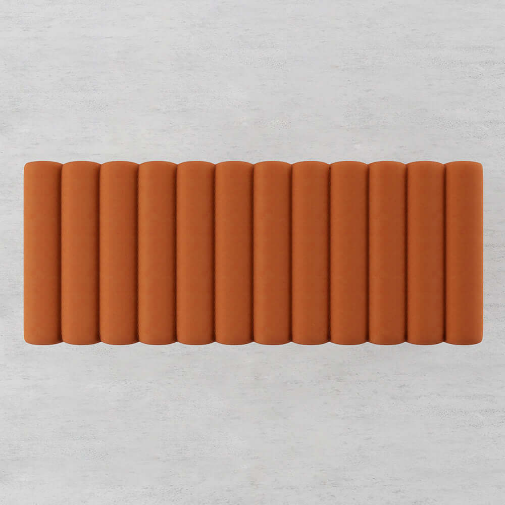 Chic and Stylish Orange Velvet Ottoman Bench with Gold XBase