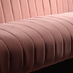 Elegant 2-seater sofa in pink velvet upholstery with luxurious channel tufting