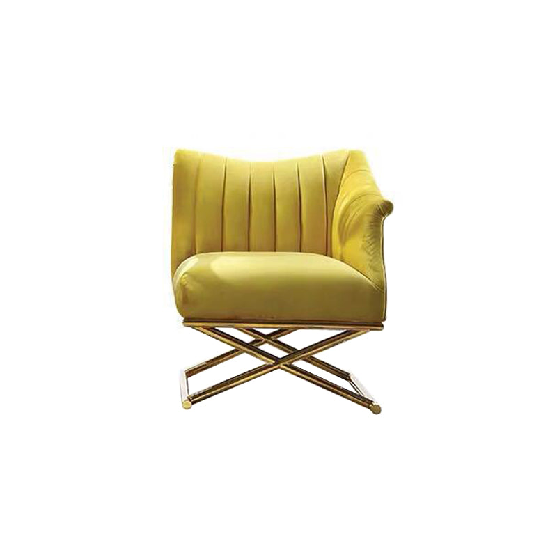 Nordic Yellow Velvetupholstered Accent Chair in Gold Legs Style in A Left Side Chair