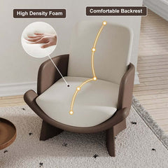 Sleek Brown and Beige Armchair with Modern Faux Leather Design