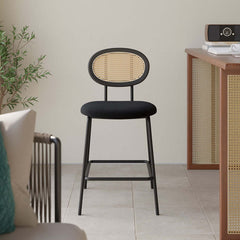 Luxurious black velvet counter height stools set of 2 for kitchen island dining