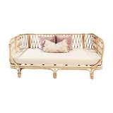 Cotton & Linen Upholstered Sofa Rattan Frame Natural Sofa in Small