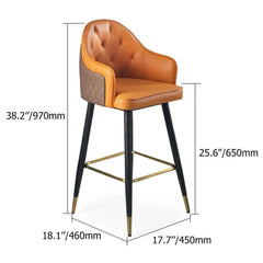 Modern beige bar stool with full back and arms for kitchen or bar area