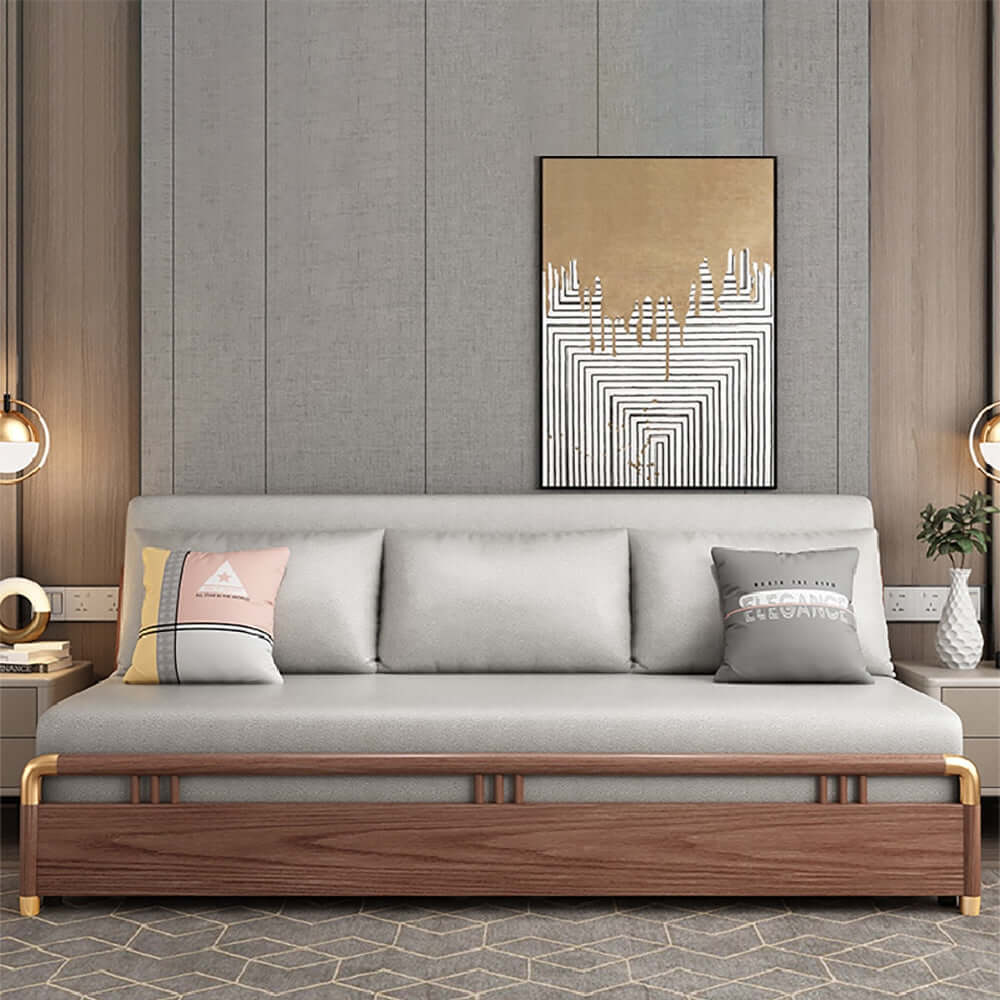 Durable 74.8" Full Sleeper Sofa Leathaire Upholstered Convertible Sofa Storage Sofa with pull-out bed