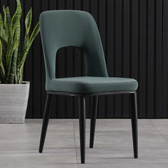 Modern orange dining chair with loop backrest armless design for comfortable seating