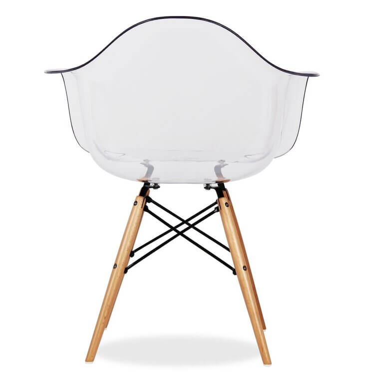 Elegant and stylish clear plastic armchair