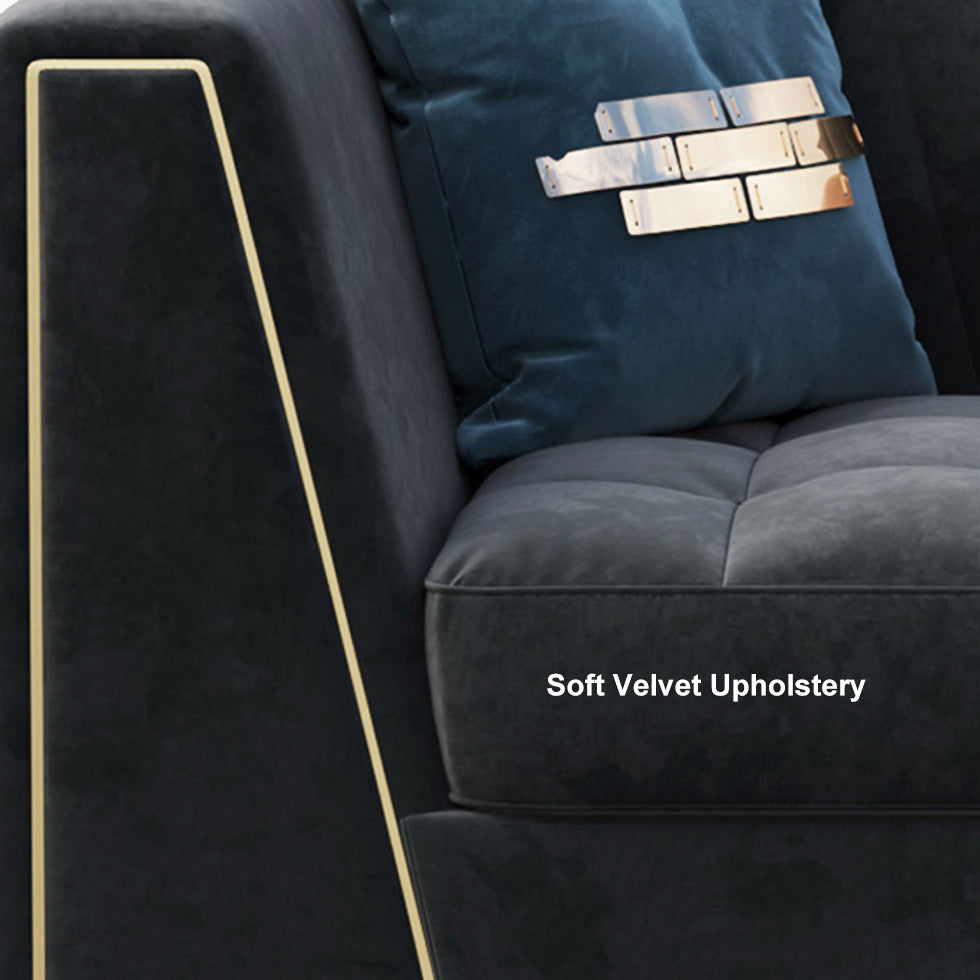 70.9" Modular Velvet Sofa Deep Gray Tufted Upholstery Modern Couch Floor Sofa in Small