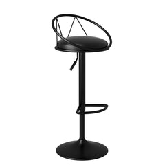 Unique Pair of Adjustable Height Swivel Bar Stools with Cushioned Upholstery